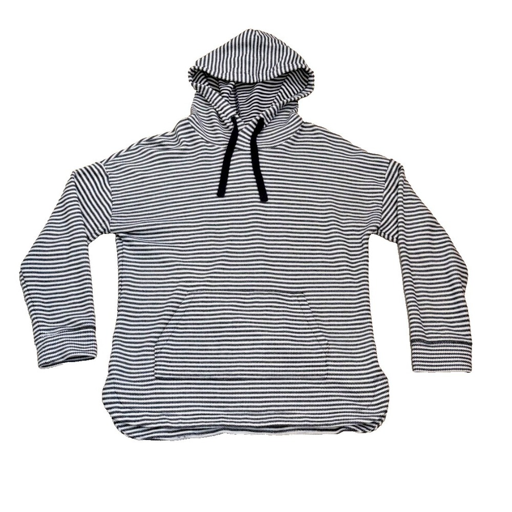 A New Day Women's Striped Hoodie Top with Front Pocket; Navy/White - Medium